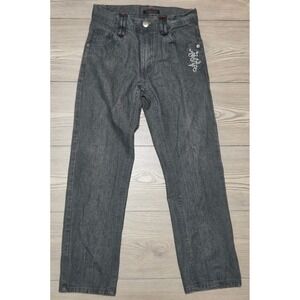 Red Ape Jeans Y2K Black Denim Youth Size 8 Spell Out Logo